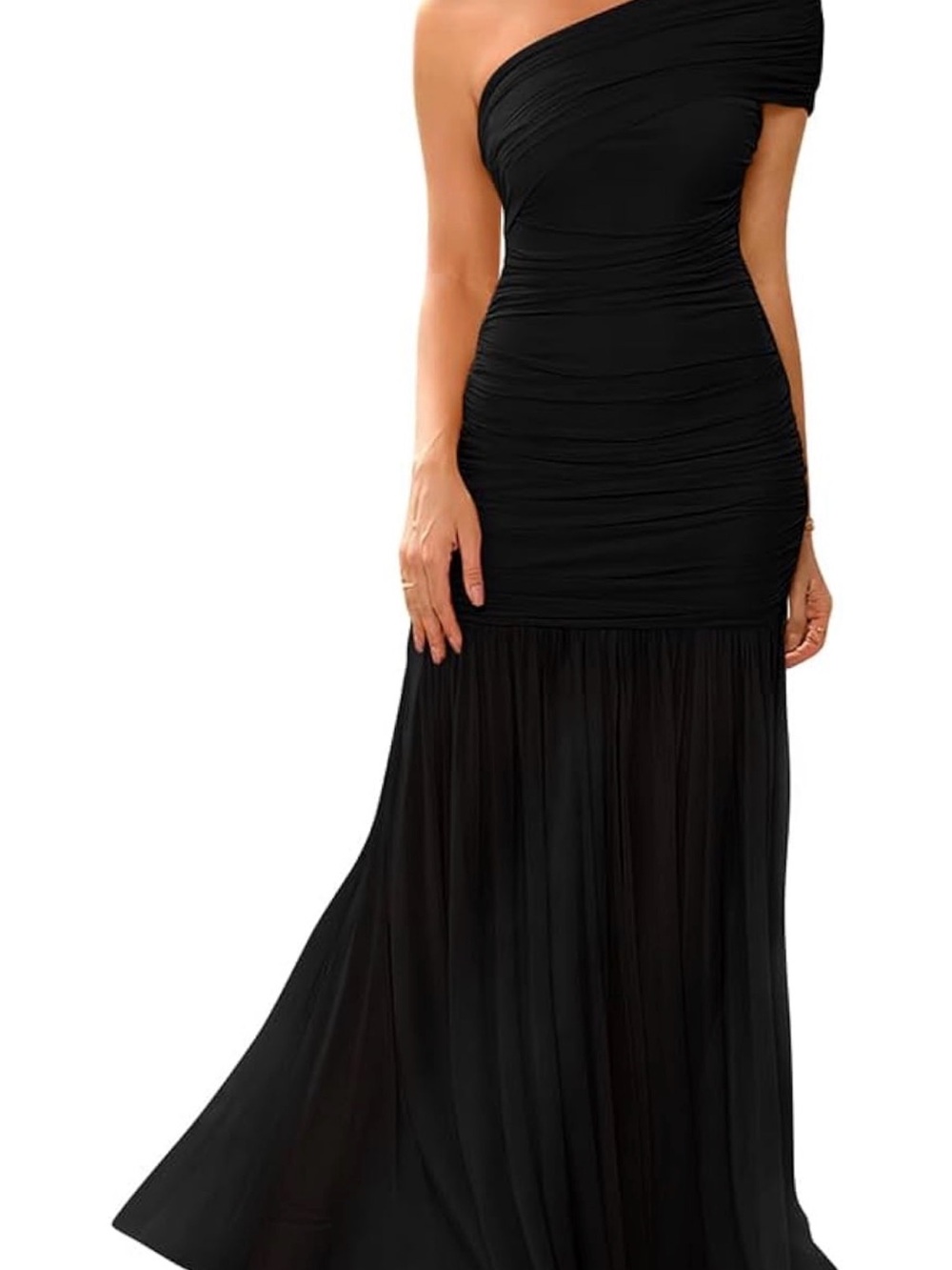 Women’s One-Shoulder Black Evening Dress